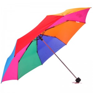 Màu cầu vồng 21 inch * 8k 190T vải pongee 3 lần Ô có tay cầm bằng nhựa