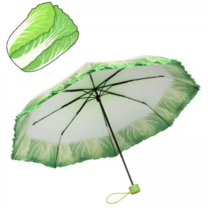 Ô kỹ thuật số in ô rau đặc biệt độc đáo dù che mưa 3 lần mở ô bằng tay