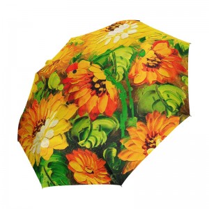 Windproof 2 phần sợi thủy tinh sườn kim loại trục tự động mở và đóng tùy chỉnh in 3 ô dù